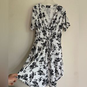 Black and White Flutter Sleeve Wrap Sundress